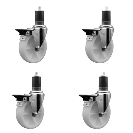 Service Caster 5'' Nylon Swivel 1-5/8'' Expanding Stem Caster Set with Brake, 4PK SCC-EX20S514-NYS-PLB-158-4